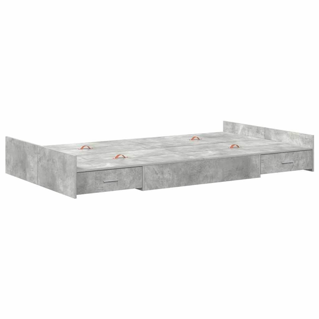 Storage Bed Frame Concrete Grey 120 x 190 cm Particleboard