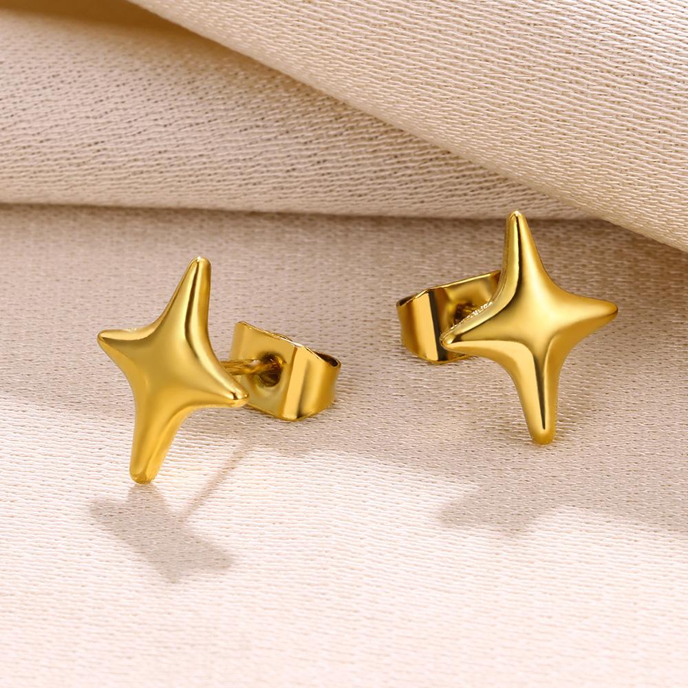 Vintage Heart Stainless Steel Earrings for Women Retro Gold Plated Waterproof Stud Earring Cute Piercing Ear Jewelry Gifts Bff