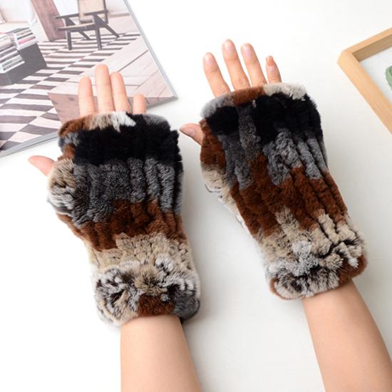 Neue Frauen 100% Echt Echte Gestrickte Rex Kaninchen Pelz Fäustlinge Winter Warme Dame Echtpelz Fingerlose Handschuhe Handgemachte Stricken Pelz handschuh