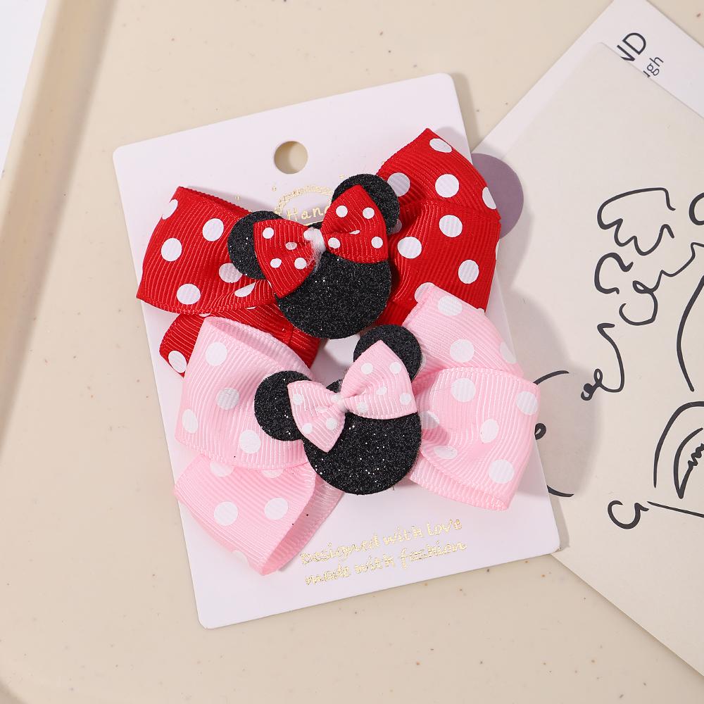 2pcs/Set Grils Lovely Polka Dot Bow Hair Clips for Hair Toddler Cartoon Hairpins Baby Boutique Hair Accessories