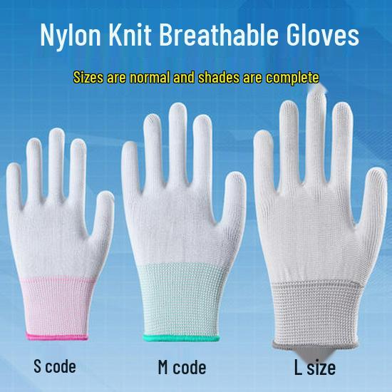 Anti-Static White Carbon Fiber Nylon PU Coated Gloves - Dust-Free, Wear-Resistant, Protective & Labor-Safe