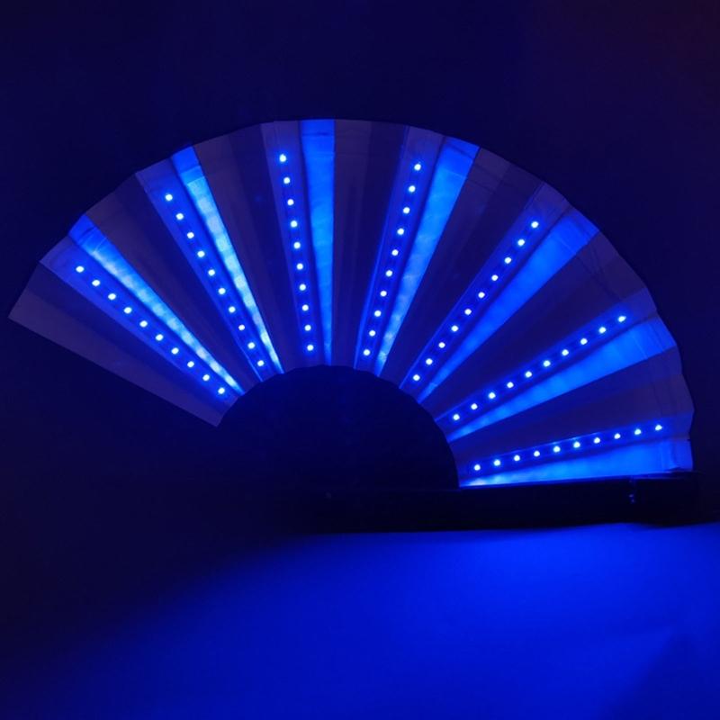 LED Performances Hand Fan Folding Hand Fan Chinese Handheld Glowing Fan with LED Light Dancing Props for Men Women