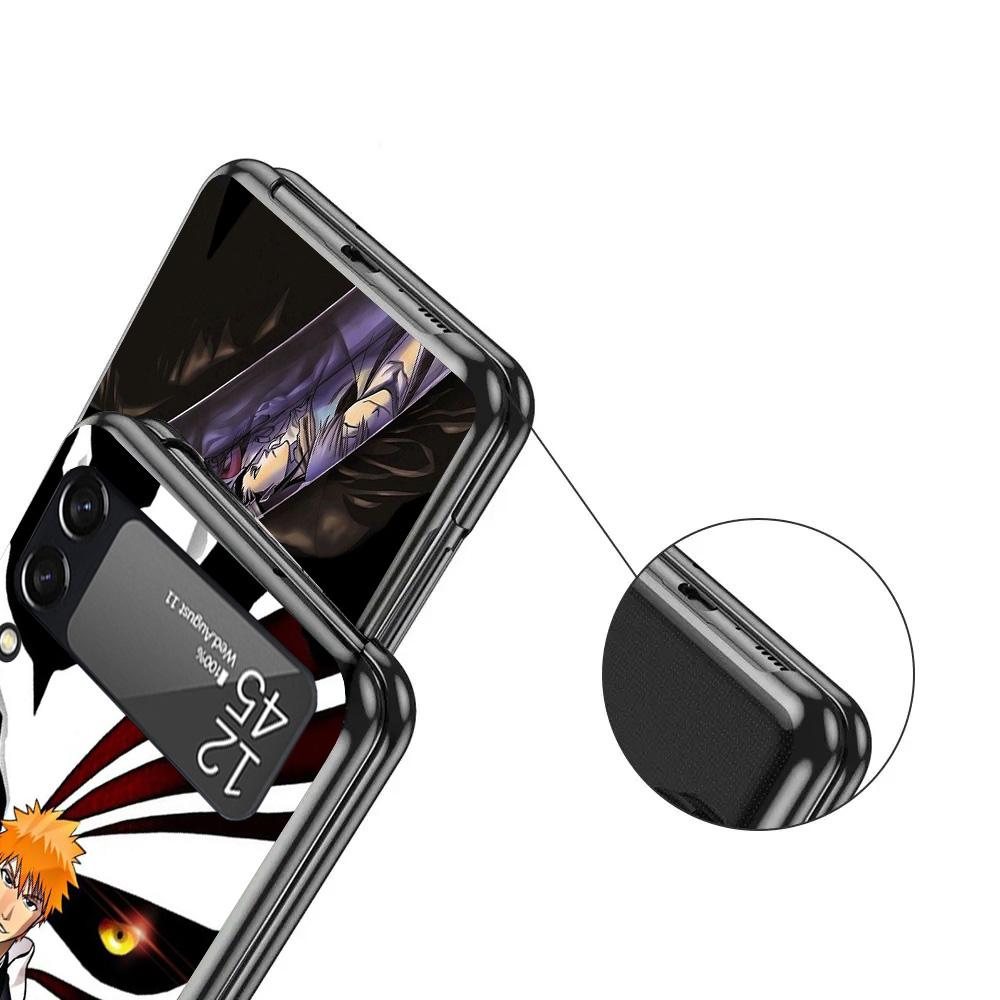 Kurosaki Ichigo Bleach Black Phone Case For Samsung ZFlip7 ZFlip6 ZFlip5 ZFlip4 ZFlip3 5G Hard Protective Galaxy Z Flip 3 4 5 6