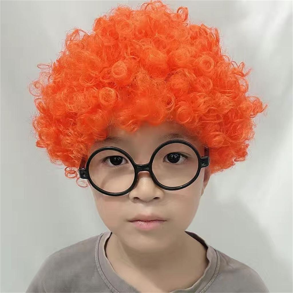 Orange Wig Big Hair for Party Costume and Sports Fans