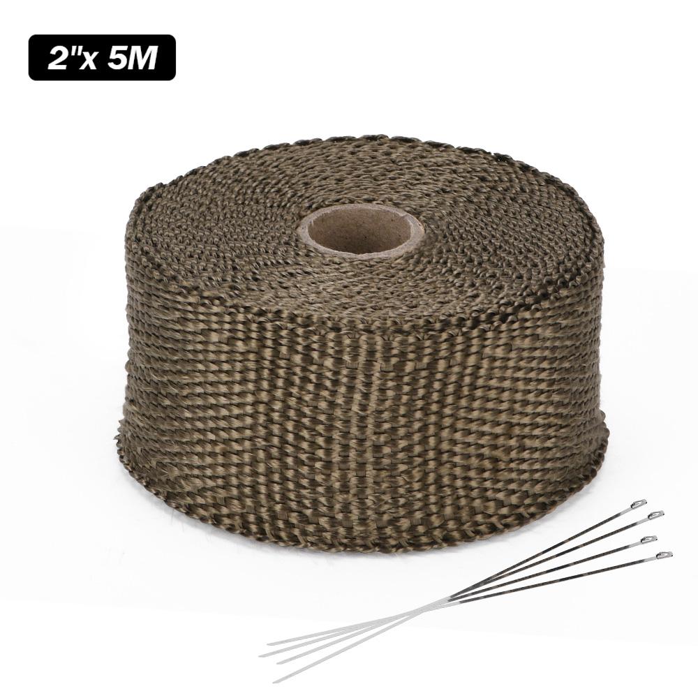 5m Roll Fiberglass Heat Shield Motorcycle Exhaust Thermal Tape Header Pipe Heat Wrap Tape Thermal Protection With Stainless Ties
