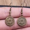 Vintage Neue Mode Einfach Judentum Menora Davidstern Charmante Hängeohrringe Für Dame Damen Schmuck Geschenk