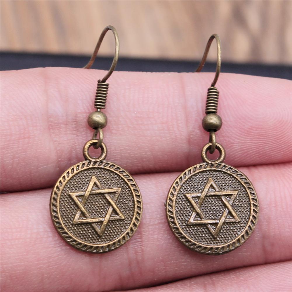 Vintage Neue Mode Einfach Judentum Menora Davidstern Charmante Hängeohrringe Für Dame Damen Schmuck Geschenk