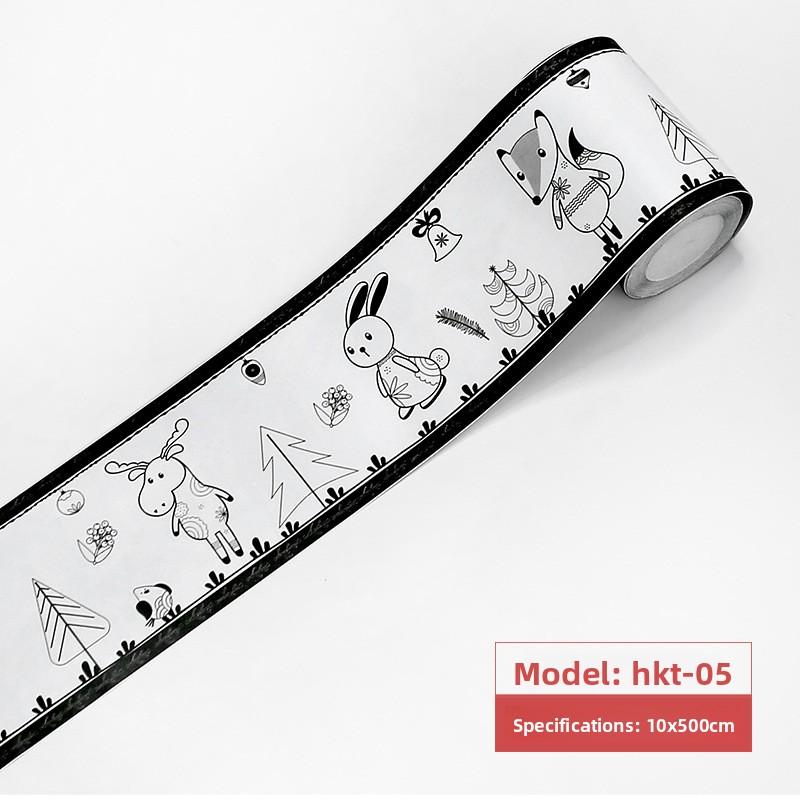 Bathroom Waist Line Sticker Self-adhesive Waterproof Living Room Bedroom Kitchen Skirting Line Tile Sticker Pvc Wallpaper Decorative Wall Sticker