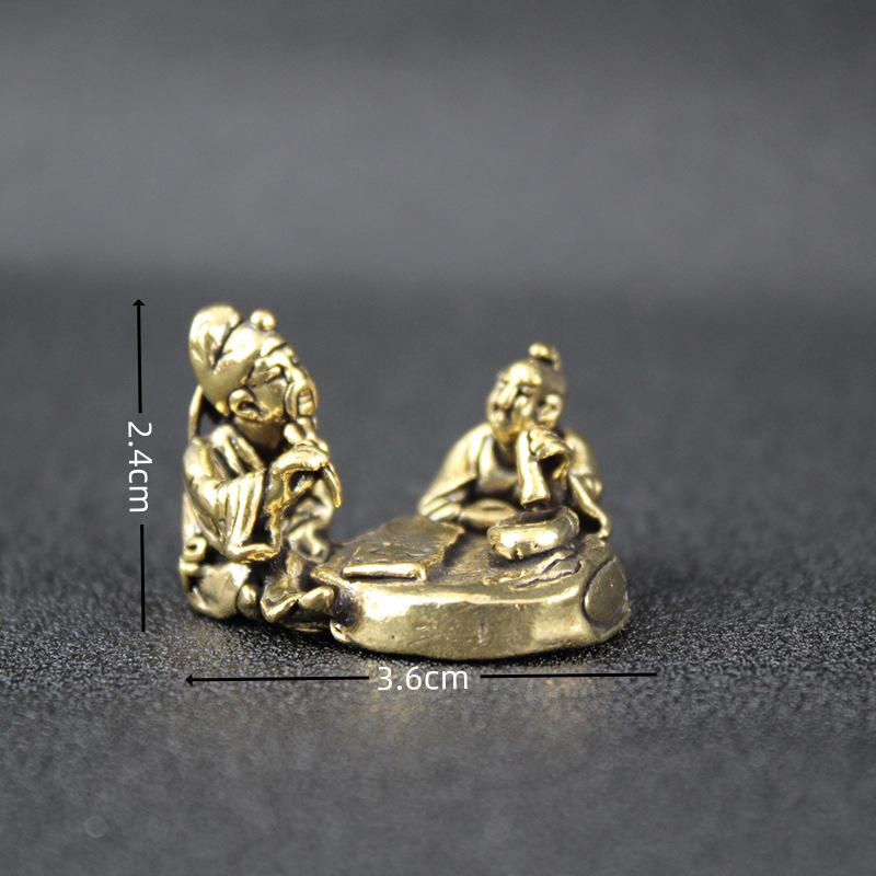 Reines Messing spielt Klavier und spricht über Tao, reine Messing Desktop kleine Ornamente, kulturelle Spielgriffe, Kunsthandwerk, Kultur der Verbotenen Stadt ein