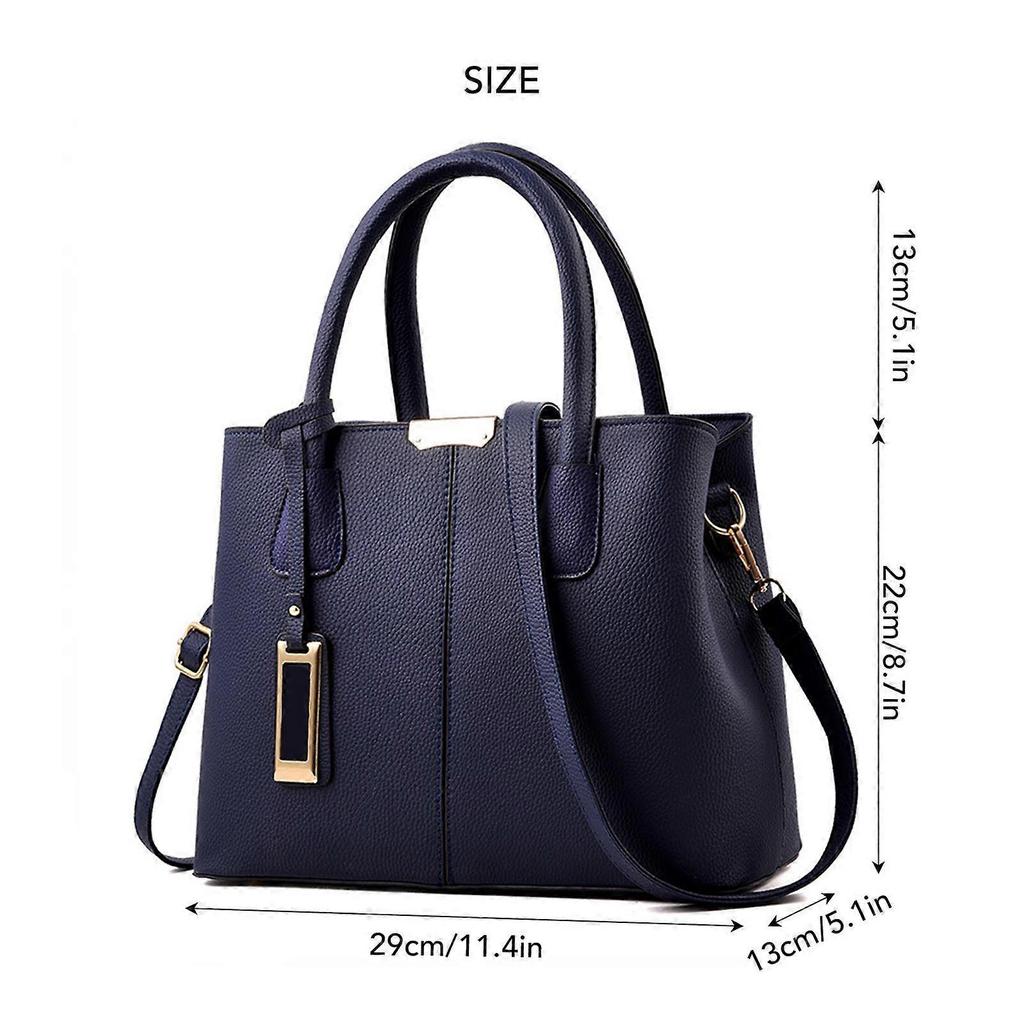 Fashionable Blue PU Leather Women’s Handbag 29x22x13cm Large Capacity