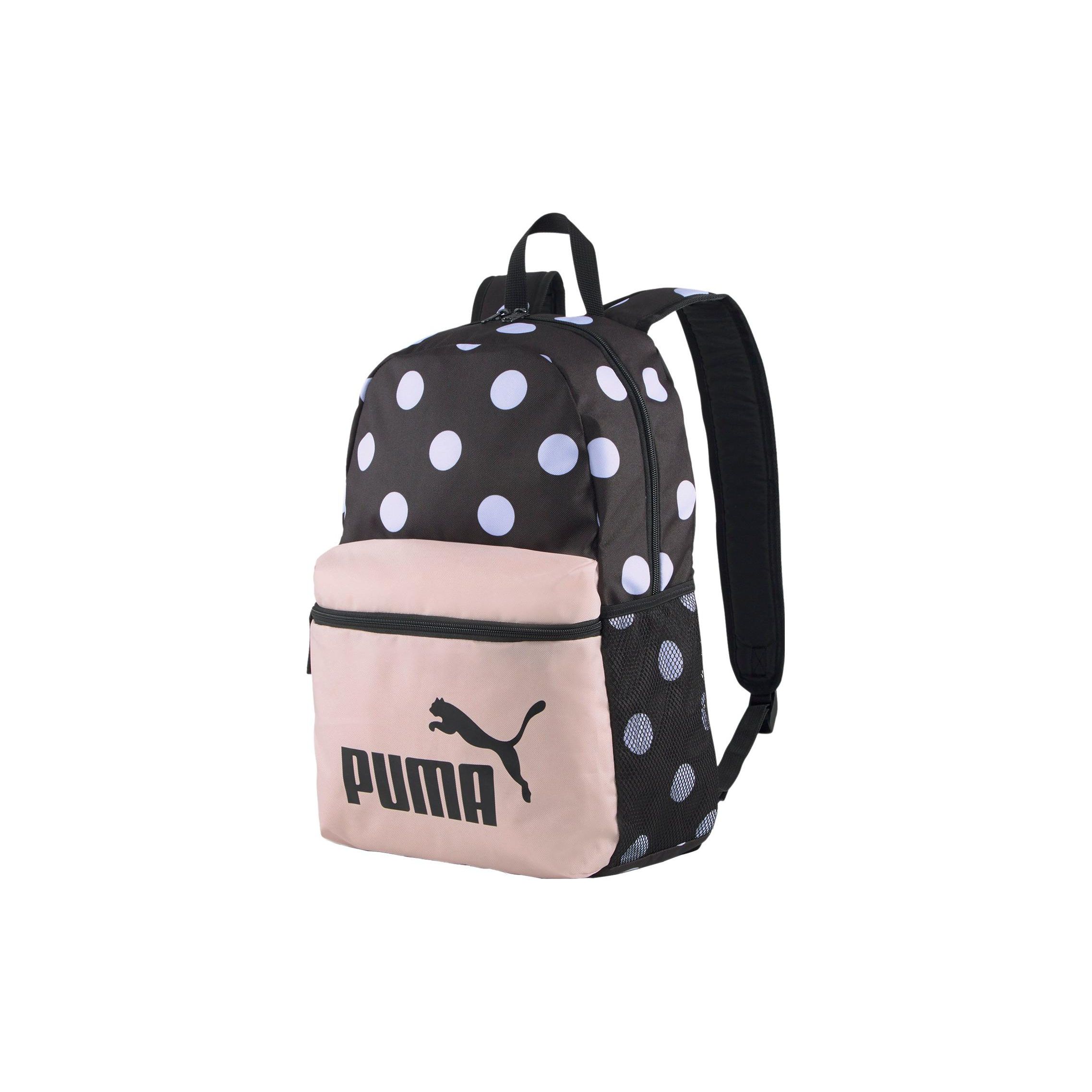 Puma Phase Aop Series Large Capacity White Dot Print Big Logo Backpack Unisex Backpack Black Pink 07804609 Pink Black Multicolor