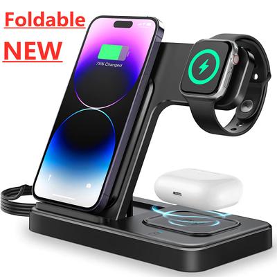 15W 3 In 1 Fast Wireless Charger Stand For iPhone 14 13 12 11 X 8 Apple Watch Foldable Charging Dock Station for Airpods iWatch