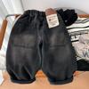 Winter Toddler Boys Warm Black Denim Pants Cotton Boys Thicken Jeans Casual Loose Elastic Waist Trousers For Children Boy