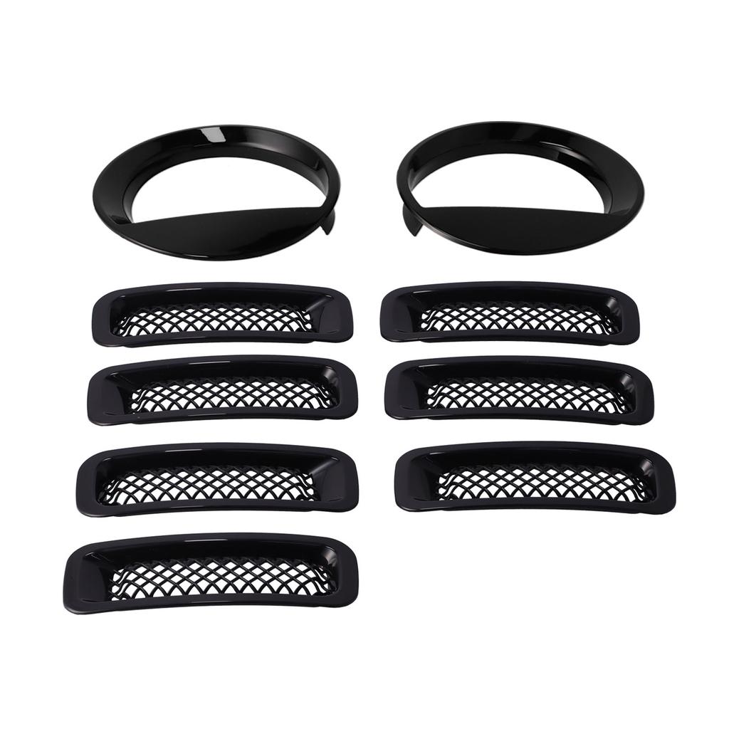 Front Mesh Grille Inserts Headlight Trim Rings Kit Decoration Fit for Jeep Patriot 20112016