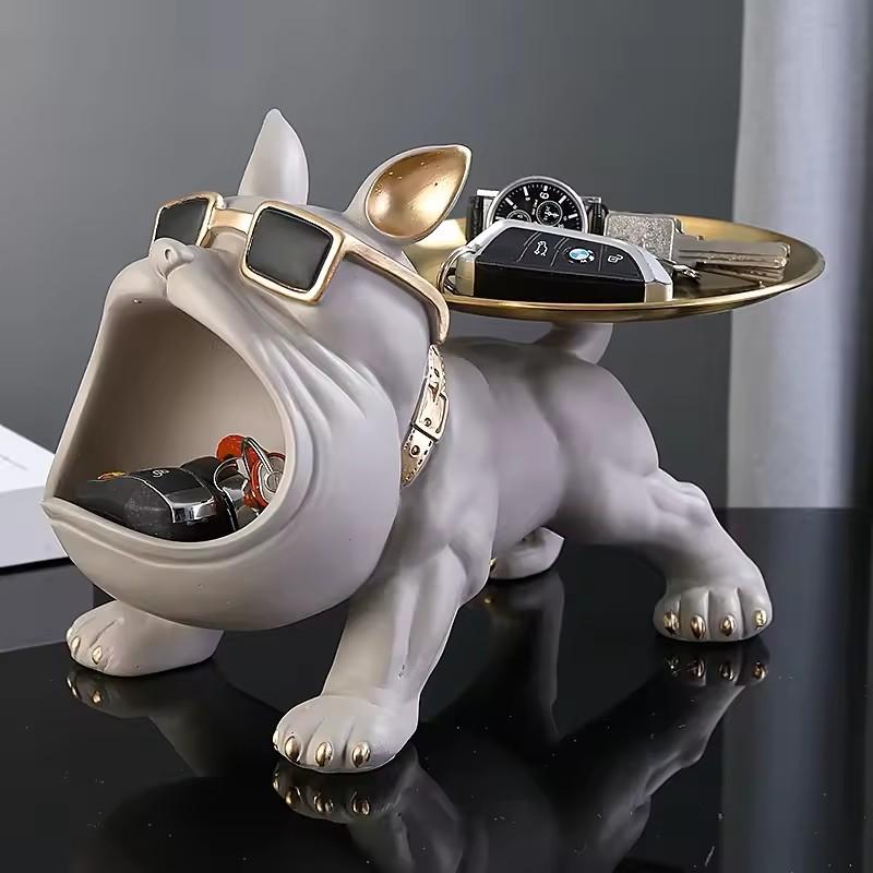 30cm Home Decor Bulldog Figurine Dog Statue Storage Box Animal Ornament Resin Craft Art Sculpture Figurine Home Puppy Sculpture