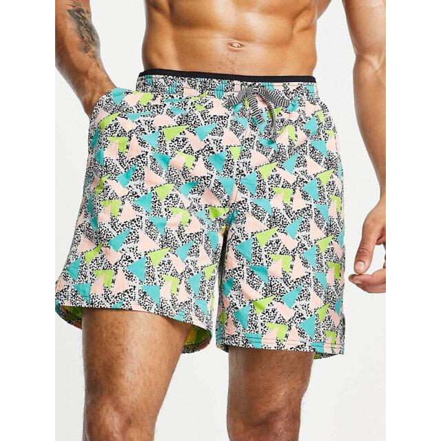 

Розовые шорты Nike swim 7 дюймов с принтом 90-х годов