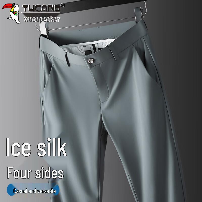 

TUCANO Men s Ice Silk Straight-Leg Business Casual Pants 33