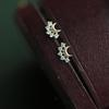 925 Sterling Silver Plating 14K Gold Plating Crystal Moon Stud Earrings Women Cute Jewelry