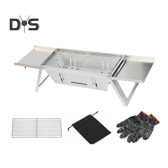 

Гриль для барбекю из нержавеющей стали, портативный складной угольный гриль с сумкой для переноски перчаток, прочный гриль для кемпинга, пикника, заднего двора B