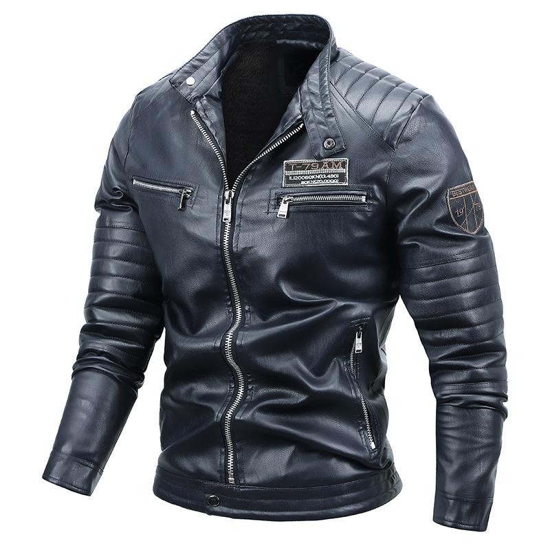 Veste en cuir pour homme, combinaison de moto et veste en cuir velours