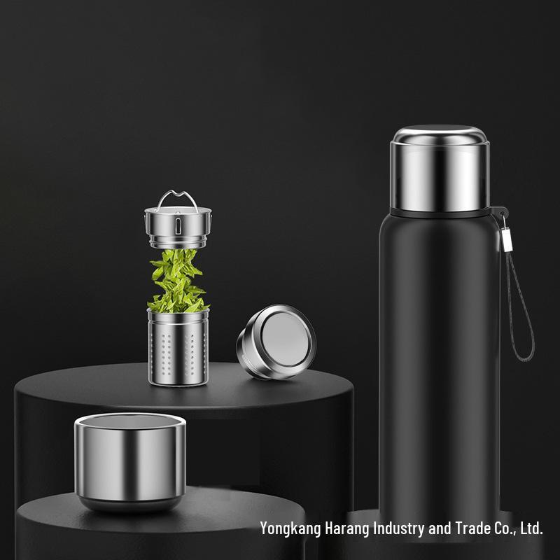 316 Stainless Steel Insulated Water Bottle with Double Lids & Tea Infuser for Outdoor Use