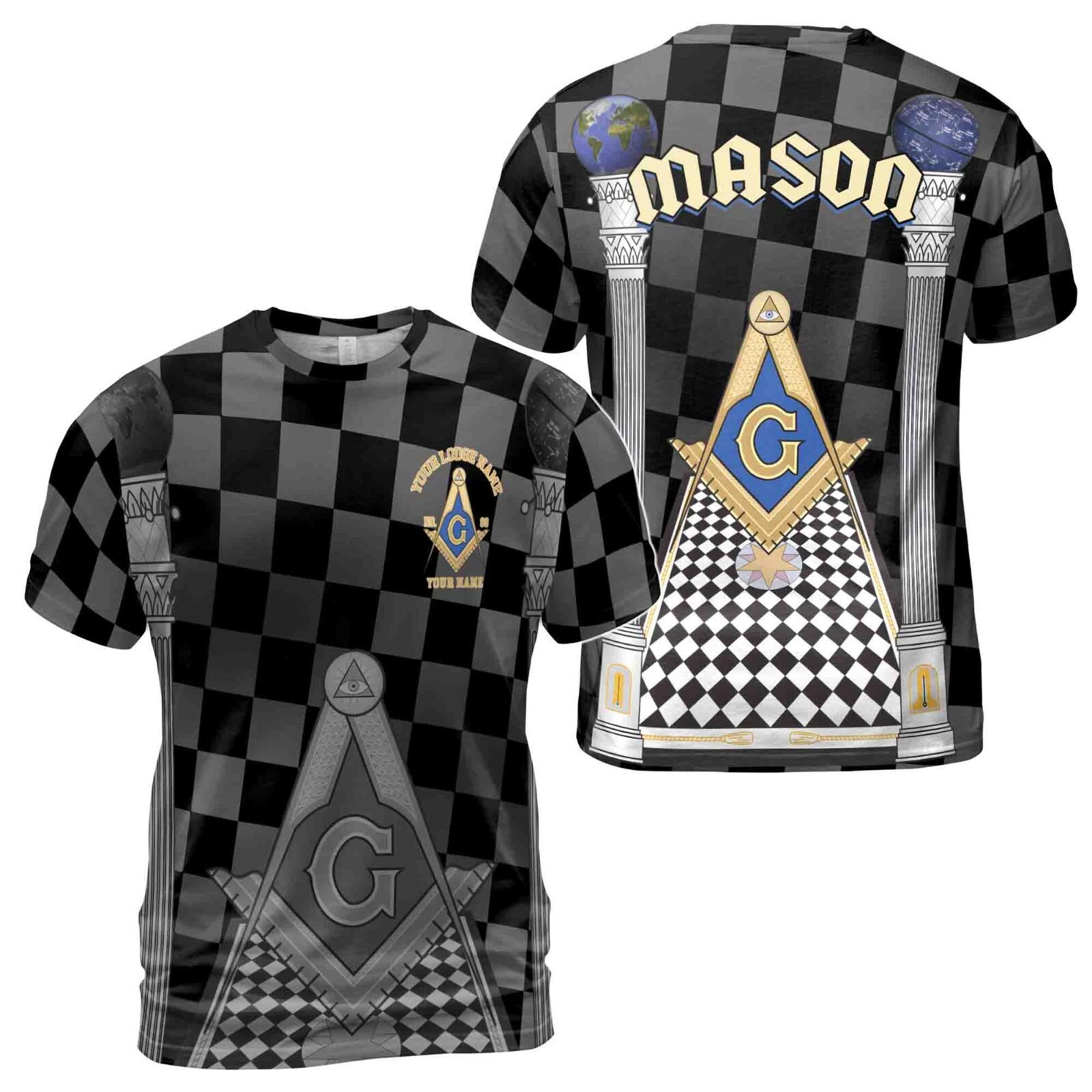 Personalized Blue Lodge Freemasonry With Caro Pattern Men s T-Shirt S-5XL XXXXL