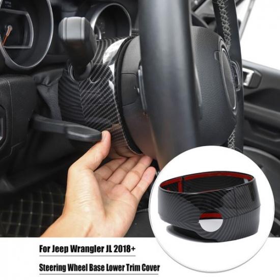 For Jeep Wrangler JL 18+ Carbon Fiber Steering Wheel Base Lower Bezel Trim Cover