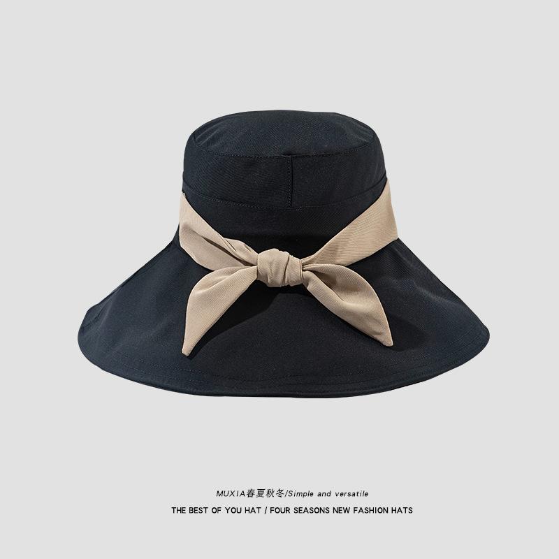 

Женская летняя панама с галстуком-бабочкой для путешествий, пляжная шляпа от солнца, повседневная рыбацкая кепка с широкими полями, летняя весенняя складная шляпа от солнца 56-58cm