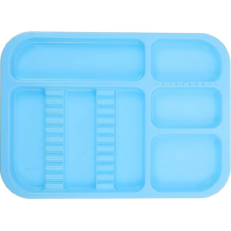 Healifty Plastic Dentist Tray Set Storage Holder Lightweight Organizer for Tools Separate Compartment Tray for Procedures and Supplies
