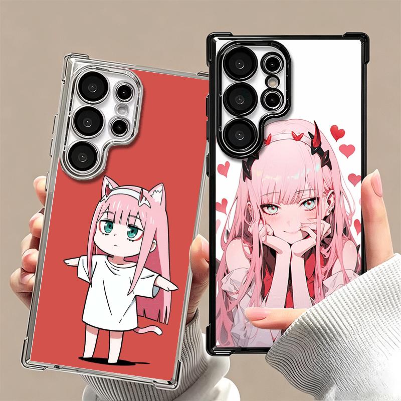 Zero Two 02 Kawaii Niedliche Galvanisierte Handyhülle Für Samsung Galaxy S24 S25 FE S26 Edge S23 Ultra S22 S21 Plus S20 Anti-Fall Airbag C