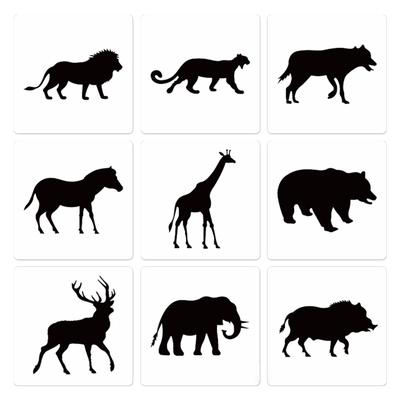 Șabloane Reutilizabile pentru Pictură cu Animale Diverse Modele Siluetă Șabloane DIY pentru Meșteșuguri pe Lemn Hârtie de Perete Carton Pânză Ușă 9x
