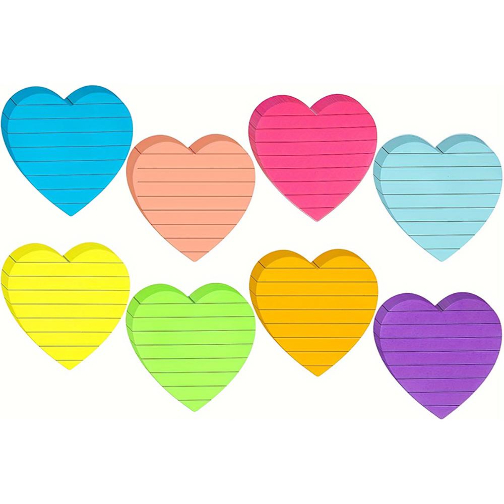 

8 Colors Sticky Notes Notepad Office Bookmark Cute Heart Shaped Lines Sticky Notes Posted It Stickers Supplies Stationery