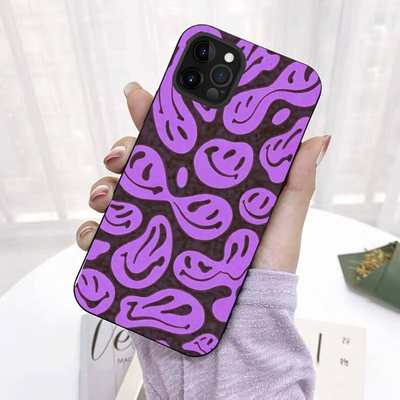 Cute Funny Trippy Smiley Face Phone Case for iPhone 11 12 13 Mini Pro Max 8 7 6 6S Plus X 5 SE 2020 XR XS Funda Case