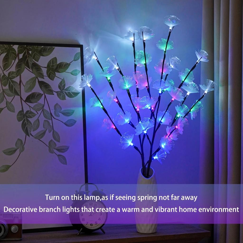 Fiber optic flower branch light battery powered for room parties Christmas holiday decorations home indoor lighting