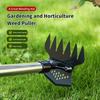 Long Handle Weeding Rake Manual Weed Puller 2-in-1 Garden Tool Heavy Duty Hoe 6-Tine Hand Rake for Lawn Patio Yard Weed Removal