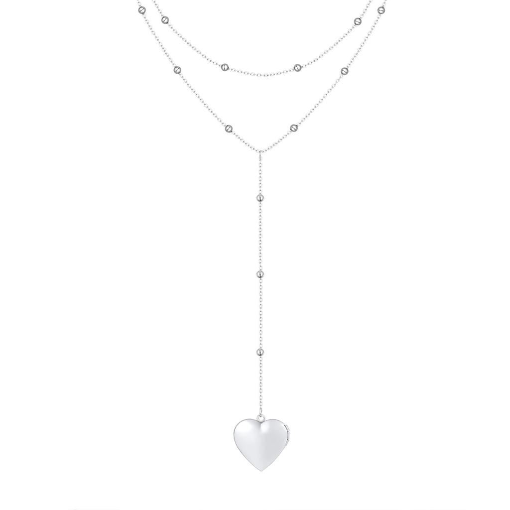 Women's Heart Locket Lariet Necklace, Adjustable Y-Shape Openable Pendant, Stainless Steel Gold Long Chain Fashion Jewelry