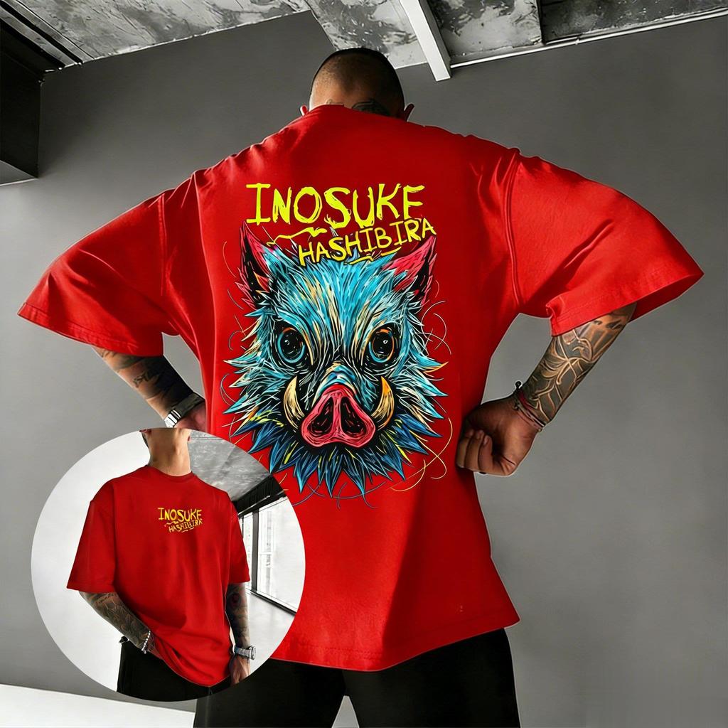 Demon Slayer Inosuke Anime T Shirt Mens 2026 Summer Fashion Short Sleeve Tee Casual Tops Graphic Print Streetwear Y2k Clothes