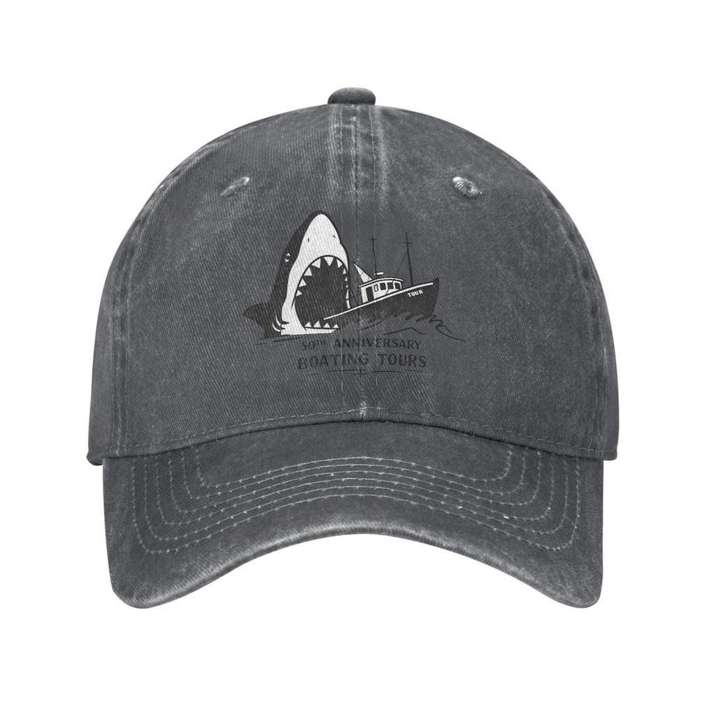 Bonés de Beisebol Vintage Dentes de Tubarão 50º Aniversário do Filme Unissex Snapback de Sarja Desgastada Clássico Tubarão Chapéus de Presente de Verão para Exterior