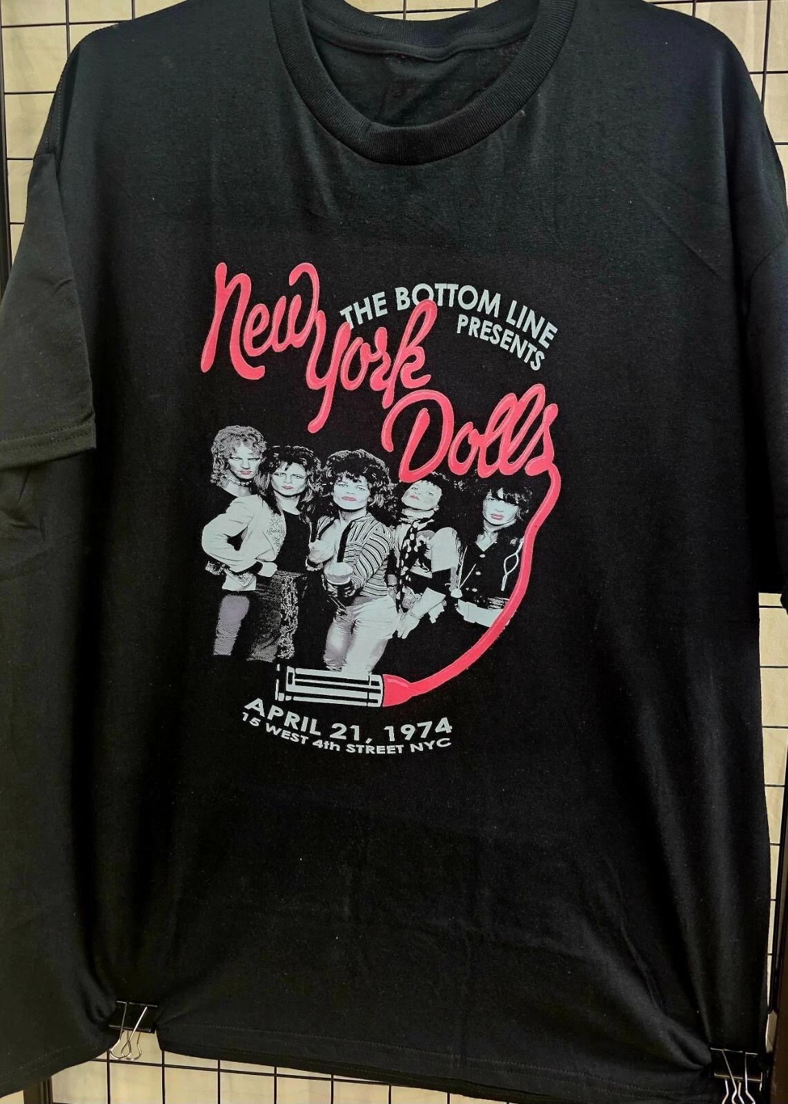 New York Dolls 1974 Bottom Line NYC Black Cotton T -Shirt XL S