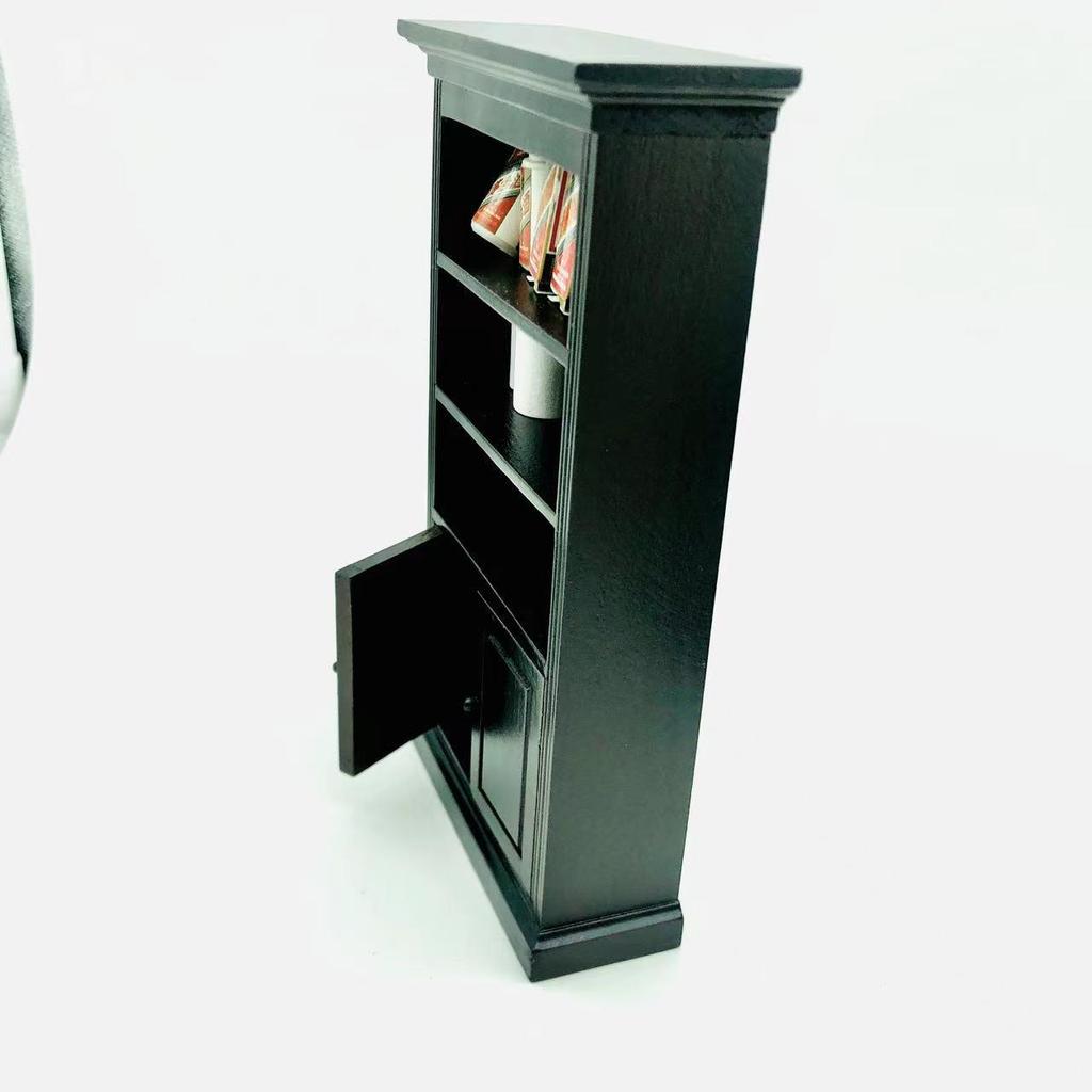 Miniature Dollhouse Four-Drawer Cabinet with Clay Food Accessories