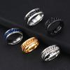 Stainless Steel Jewelry Embossed Pattern Rotatable Chain Men's Ring Personality Hip Hop Couple Ring Factory