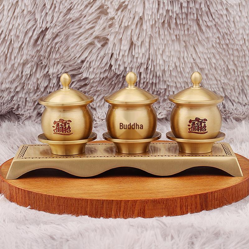 

Brass Buddhist Offering Cups - Holy Water & Fruit Offering Set (3-Piece)