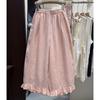 Johnature Lace Pants Loose Wide-Leg Pants For Women Summer Casual Simple Elastic Waist Nine-Part Pants