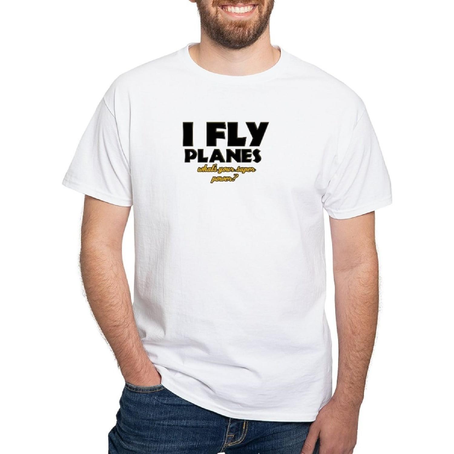 CafePress I Fly Planes What s Your Super Power White T Shirt Men s 100% Cotton, Classic Graphic White T-Shirt S