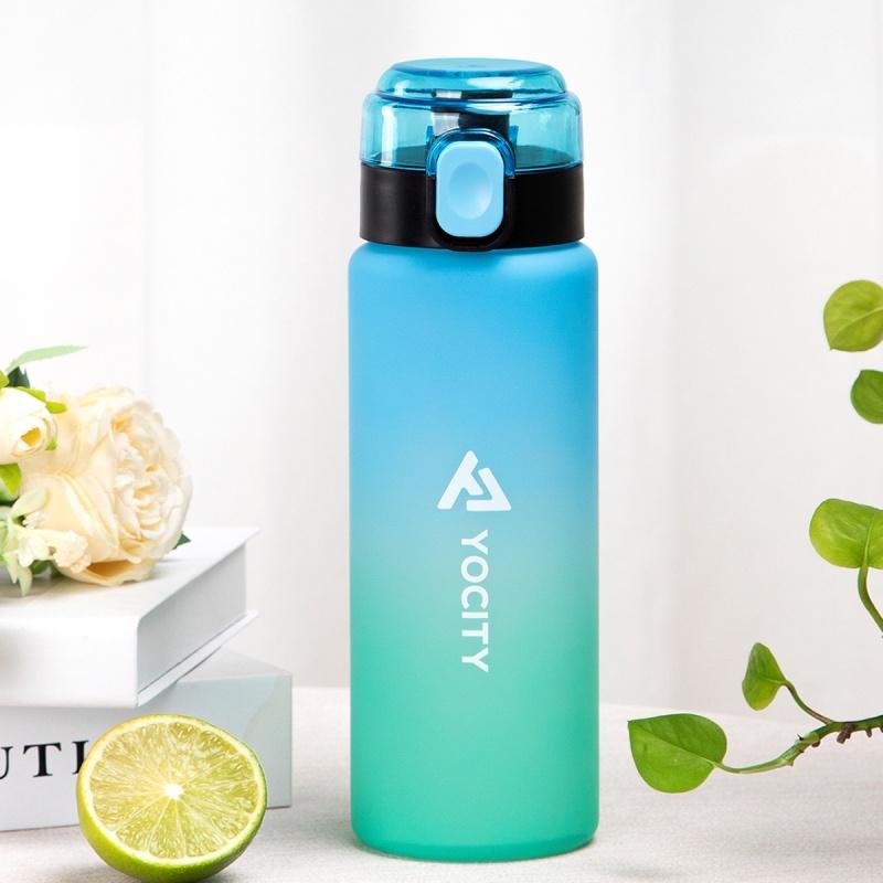 25.4oz Gradient Color Water Bottle Portable Sports Plastic Drinking Bottles With Tick Marks Strap Perfect For Outdoor Travel Gym