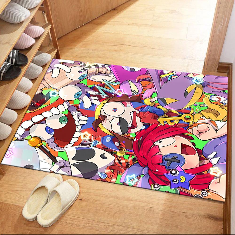 Digital Circus Floor Rug Office Rug Suitable for Playrooms Study room Outdoor Living Rooms Anti-slip Rug Anime Office Decor