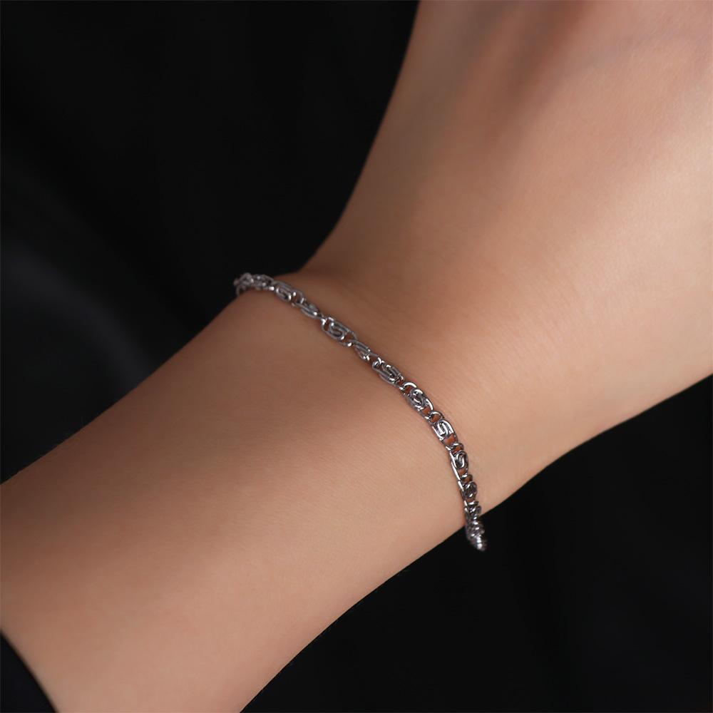 Thin Stainless Steel Bracelet Paper Clip Gold Bracelets Women Geometry Hands Jewelry Gift