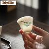 2pc/lot White Jade Hand-painted Butterfly Teacup Traditional Tea Bowl Tea Pair Tea-tasting Smelling Cup Chazhan Master Cups 45ml