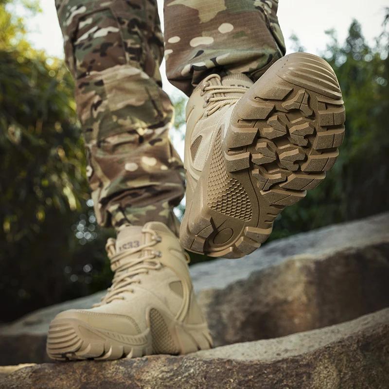 Climbing Tactical Shoes Men Boots Casual Outdoor Military Waterproof Work Brand Plus Size Boot Motorcycle Ankle Man Hiking Shoes