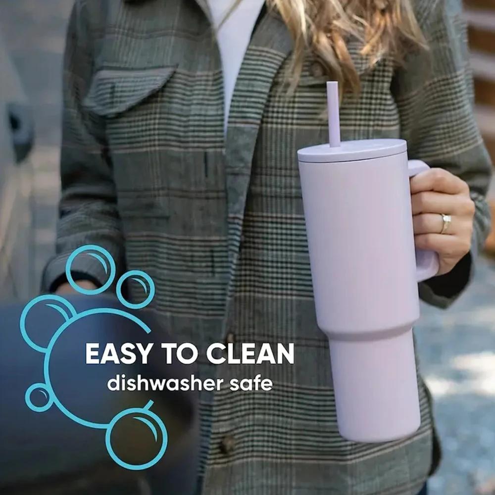 40 Oz Tumbler With Handle Straw Sealed And Leak-Proof Large Capacity Stainless Steel Coffee Cups Bottles Water Thermal Bottle